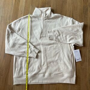 NWT Athleta Forever Fleece 1/4 Zip Sweatshirt in Bone